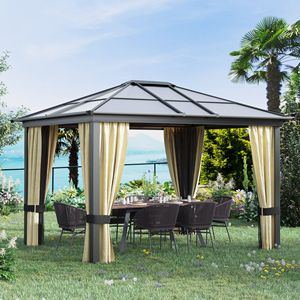 Gazebo di Lusso 3,6x3m con Tetto Rigido e Design Elegante, Tenda da Esterno per Patio con Tende per Giardino - Product Image 2