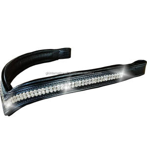 Bandas para cejas ostentosas para Bridas de caballos con cristales de diamante brillantes Diseño personalizado Banda para cejas de caballo de cuero en forma de V en mazorca completa - Product Image 4