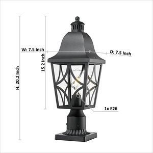 Outdoor Waterproof Aluminum Housing Glass Lamp Post <b>Light</b> Fixture Garden Patio Fence Deck Lighting-Outdoor <b>Pillar</b> <b>Lights</b> for - Product Image 3