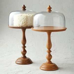 Soporte de Madera para Pastel con Tapa de Cristal, Juego de Soportes para Exhibición de Postres, Soporte de Madera Hecho a Mano para Pastel con Cristal - Product Image 1