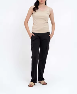 Camiseta sin mangas beige para mujer, lisa, con logo personalizado, suave, elástica, informal, ajustada, tipo chaleco, venta al por mayor OEM - Product Image 4