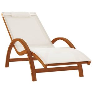 Tumbona estándar de textileno blanco y madera maciza de álamo, elegante mobiliario de exterior - Product Image 2