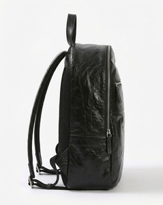Sac à dos en cuir noir vintage de luxe personnalisé pour homme, sac de voyage imperméable pour ordinateur portable, sac à dos en cuir véritable PU vieilli, sac d'école - Product Image 4