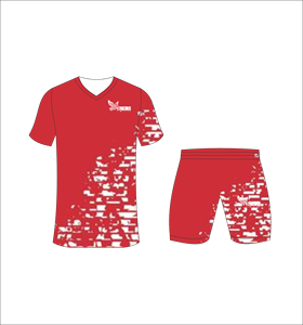 ชุดเสื้อฟุตบอลสีแดงสำหรับผู้ชาย Ferocious แบบซับลิเมชั่น คอวี แขนสั้น ระบายเหงื่อได้ดี ทรงแอธเลติก เหมาะสำหรับทุกฤดูกาล - Product Image 2