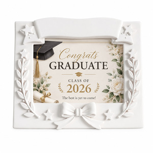 Cadres <span class=keywords><strong>photo</strong></span> en résine blancs simples personnalisés en gros, 4x6 pouces. Décoration de bureau ou décoration murale peinte à la main, cadeau de mariage. - Product Image 1