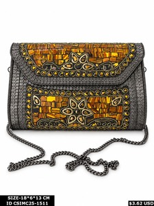 Bolso de Mano Tipo Clutch Metálico con Cadena, Diseño de Mosaico Multicolor, de Lujo, para Fiestas, Bodas y Eventos Nocturnos - Product Image 5