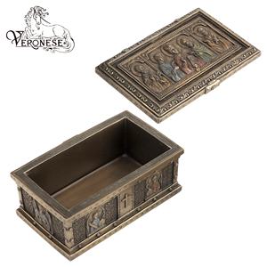 Boîte à bijoux en résine peinte à la main de luxe, design vénitien, saints catholiques, décoration d'intérieur, artisanat pour l'art et les objets de collection - Product Image 2