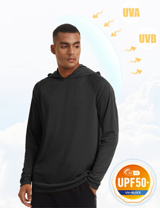 เสื้อยืดตกปลาผู้ชายสีพื้นแบบมีฮู้ด ป้องกันแสงแดด UPF 50+ แขนยาว เสื้อกีฬาตกปลา ป้องกันผื่นแดง - Product Image 5