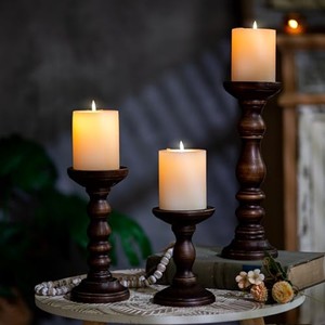 Ensemble de porte-bougies en bois de Sheesham - Socles en bois faits à la main avec des éléments en laiton - Vente en gros - Product Image 5