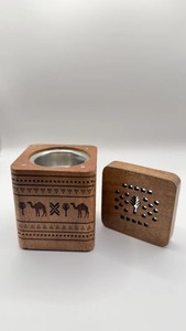 Porte-encens en bois découpé au laser, diffuseur d'aromathérapie avec bol métallique, décoration de bureau parfumée - Product Image 6