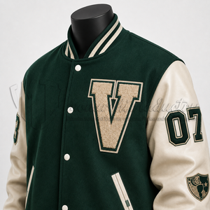 Veste universitaire personnalisée pour homme, corps en laine, manches en cuir, lettrage brodé, veste bomber de baseball, fabricant - Product Image 6