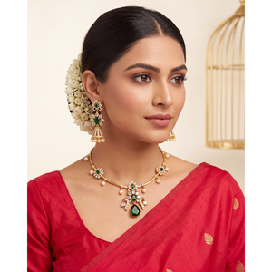 Indian Ethnic Rohini Traditional Hasli Necklace <b>Set</b>-Gold Plated CZ <b>Bridal</b> <b>Jewelry</b> - Product Image 1
