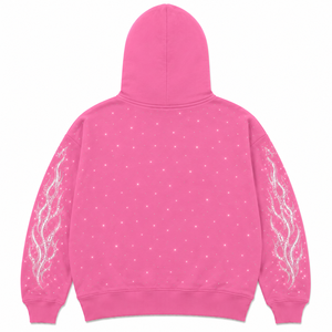 Premium 100% Cotton Winter All Over Rhinestone Graphic Zip Hoodie <b>Y2K</b> Flame <b>Streetwear</b> Custom Logo OEM ODM - Product Image 2
