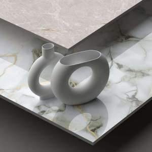 Azulejos de Porcelana Alpen Crema Beige con Efecto Mármol, 600x600mm, Brillantes, para Interiores, Resistentes a Ácidos, Antibacterianos, Antideslizantes - Product Image 5