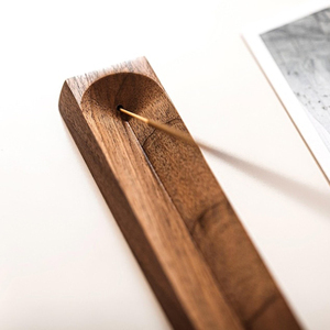 Handmade Walnut Wood Incense Holder - Minimalist Rectangular Ash Catcher Tray For <b>Sticks</b>. Elegant Zen Decor For Home & Office - Product Image 5