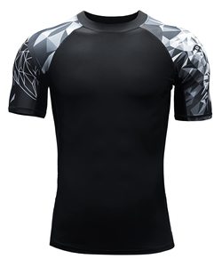 Men's <b>Black</b> Short Sleeve Rash Guard <b>Compression</b> <b>Shirt</b> Print BJJ Rash Guard OEM Men Sublimated Sleeve MMA <b>Compression</b> <b>Shirt</b> - Product Image 1