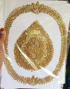 <b>Real</b> Work Canvas Triangle <b>Flower</b> Neck Patch Embroidered Beads Sew-On Garments Hats Gifts Home Textiles Kushang Textile - Product Image 4