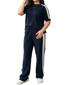 Ensemble 2 pièces pour femmes, t-shirt décontracté à col rond et manches courtes, pantalon de jogging, polyester/coton, écologique, toutes saisons - Product Image 4