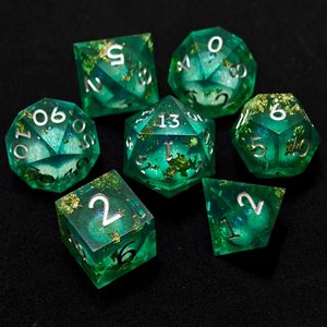 Dados Poliédricos de Resina Hechos a Mano de Primera Calidad, Juego de 7 Piezas, Ecológicos y Duraderos para Juegos de Rol y de Mesa - Tradebyd - Product Image 1