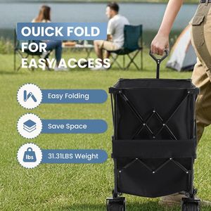 Klappbarer Doppeldecker-Wagen mit Bremsen 54 Zoll Extra Langer Wagen 7 Zoll Allterrain-Räder PVC Strand Camping - Product Image 3