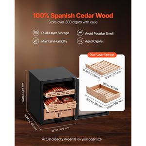 Humidor Elettrico per Sigari da 50L, 300 Pezzi, Raffreddamento a Compressore, Controllo Costante di Umidità e Temperatura per Uso Domestico - Product Image 4