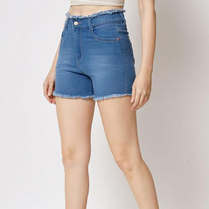 Shorts en jean pour femmes de qualité supérieure, logo personnalisé, service OEM, vêtements décontractés, respirants, taille mi-haute, taille élastique, sexy, été - Product Image 1
