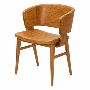 Chaise de salle à manger en teck massif, écologique, dossier incurvé, design scandinave moderne pour la maison, le bureau, l'appartement, l'hôtel - Product Image 2