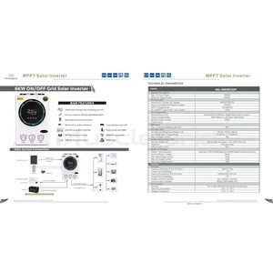 Onduleur Solaire Hybride Véritable 48V 6KW, Connectable en Parallèle jusqu'à 9 Unités, BMS Actif, Puissance de Sortie 20KW & 3KW, Monophasé/Triphasé, Garantie - Product Image 6