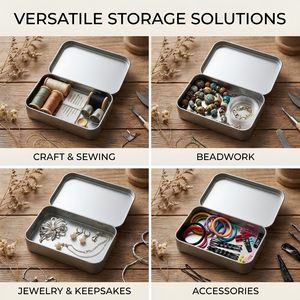 Rectangular Tinplate Storage <b>Box</b> Hinged Lid-Mini Portable Container for Crafts Travel DIY Organizer (Business <b>Gift</b>/Souvenir) - Product Image 3