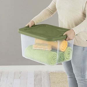 Contenitore di plastica da 40 litri (confezione da 2) con maniglie a presa completa, verde - Product Image 4
