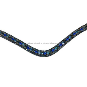 Cadena de diamantes de imitación mega ostentosa hecha a mano, banda negra de cuero para cejas de caballo para brida de todos los tamaños personalizados - Product Image 2