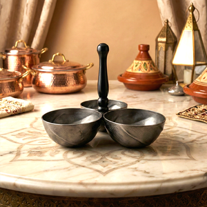 Juego de Tazones de Metal Plateado de Lujo con Asa de Madera, Tazón Premium para Servir Frutos Secos y Dulces para Ramadán, Calidad de Exportación, Nueva Colección - Product Image 3