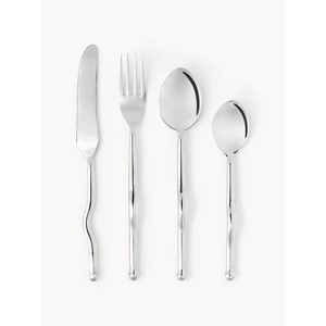 Ensemble de couverts en acier inoxydable noir mat vintage minimaliste, couteau, fourchette, cuillère, résistant à la rouille, compatible lave-vaisselle, pour mariage et dîner - Product Image 6