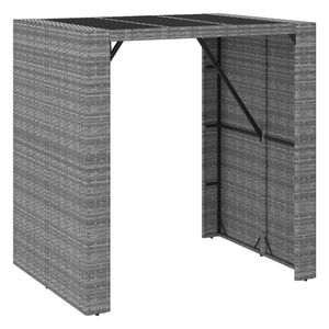 Conjunto de Bar para Jardín de Ratán PE Gris y Acero con Recubrimiento en Polvo, con Vidrio Templado, Muebles de Exterior Premium - Product Image 6