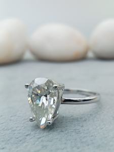 Anillo de Compromiso D'VINS JEWELS LR60 con Diamante Corte Pera, Plata 925, Engaste de Garras, Clásico para Mujer, Certificado IGI, para Boda y Aniversario - Product Image 6