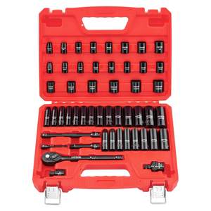 Set di 50 Bussole a Impatto da 3/8 Pollici, Profonde e Poco Profonde, 6 Punte, SAE/Metriche (5/16-22mm), Acciaio Cr-V, Barre di Prolunga 3-6, Modello D0100XFPT07 - Product Image 1