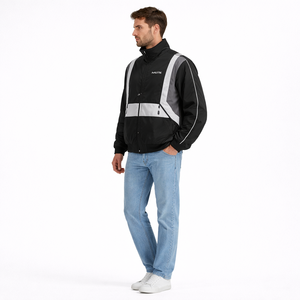 Chaqueta cortavientos impermeable de diseño personalizado al por mayor para hombre, con cremallera, reflectante, a prueba de viento, para exteriores. - Product Image 3