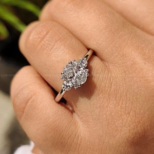 Bague en diamant ovale de 0,80 à 2,00 carats, couleur F, pureté VS, avec pierres latérales taille ronde, en platine 950, bijoux fins, pour fiançailles, mariage, anniversaire - Product Image 4