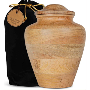 Handmade Mango Wood Funeral Urn Wooden Ash Urn for Human Cremation Remains by AYAANS - Product Image 2