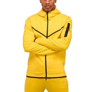 Custom Embroidery Logo Sportswear Fashion <b>60</b> <b>Cotton</b> <b>40</b> <b>Polyester</b> Blank Athletic Tech Fleece Sports Full Zip <b>Hoodies</b> for Men - Product Image 2