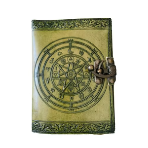 Diario de Cuero Genuino Wiccan Clásico con Grabado de Hechizos Mágicos, Cuaderno de Bocetos Hecho a Mano con Borde Desflecado, Diseño de Libro Vintage - Product Image 6