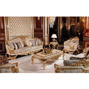 Juego de Sofás Tallados de Lujo Estilo Español DST FURNITURE, Juego de Sofás Tallados de Lujo Royal, Muebles de Madera Tapizados para Sala de Estar, USA - Product Image 1