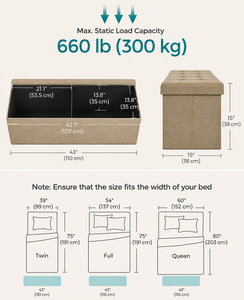 Banco de Almacenamiento Moderno de Tela con Tapa Acolchada para Sala de Estar, Muebles para el Hogar - Product Image 2