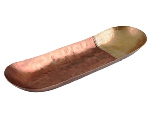 Plateau de service en métal ovale double ton martelé, plateau de fruits décoratif en cuivre doré pour aliments, pour décoration de mariage et de maison - Product Image 1