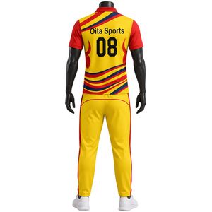 Conjunto de Cricket Sublimado en Amarillo y Rojo para Hombre, Jersey y Pantalones Cortos, Uniforme Deportivo para Equipo, Ropa Deportiva para Partidos al Aire Libre - Product Image 2