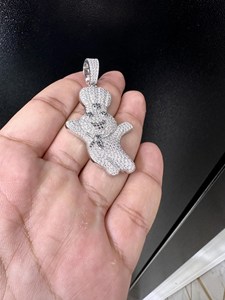 Pendentif Lapin Cartoon Personnalisé en Alliage Plaqué Argent avec Diamants Moissanite VVS Micro-Pavés, Bijou Hip Hop Unisexe, Cadeau - Product Image 3