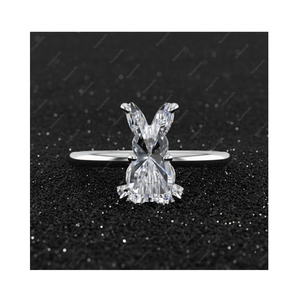 Idée de cadeaux de Noël originaux, lapin debout, coupe maman papa femme mari, bague en diamant personnalisée unique, bijoux à moins de 5 pour 2025 - Product Image 1