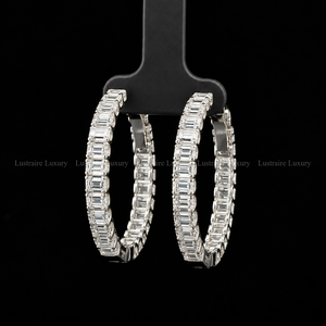 Pendientes de Aro con Diamantes Cultivados en Laboratorio, Corte Esmeralda, 10.38 CTW, Oro de 14K, Certificación IGI, Joyería Nupcial, Regalo de Aniversario - Product Image 5