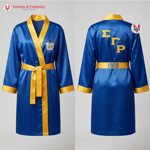 Robe de soirée vintage en satin Sigma Gamma Rho 1922 Foundations |   Kimono bleu royal et or pour sororité, écologique, léger, hiver - Product Image 6