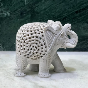 Statue d'éléphant en marbre blanc sculptée à la main, décoration intérieure tendance, commandes en gros personnalisées, artisanat artisanal, prix direct usine - Product Image 1